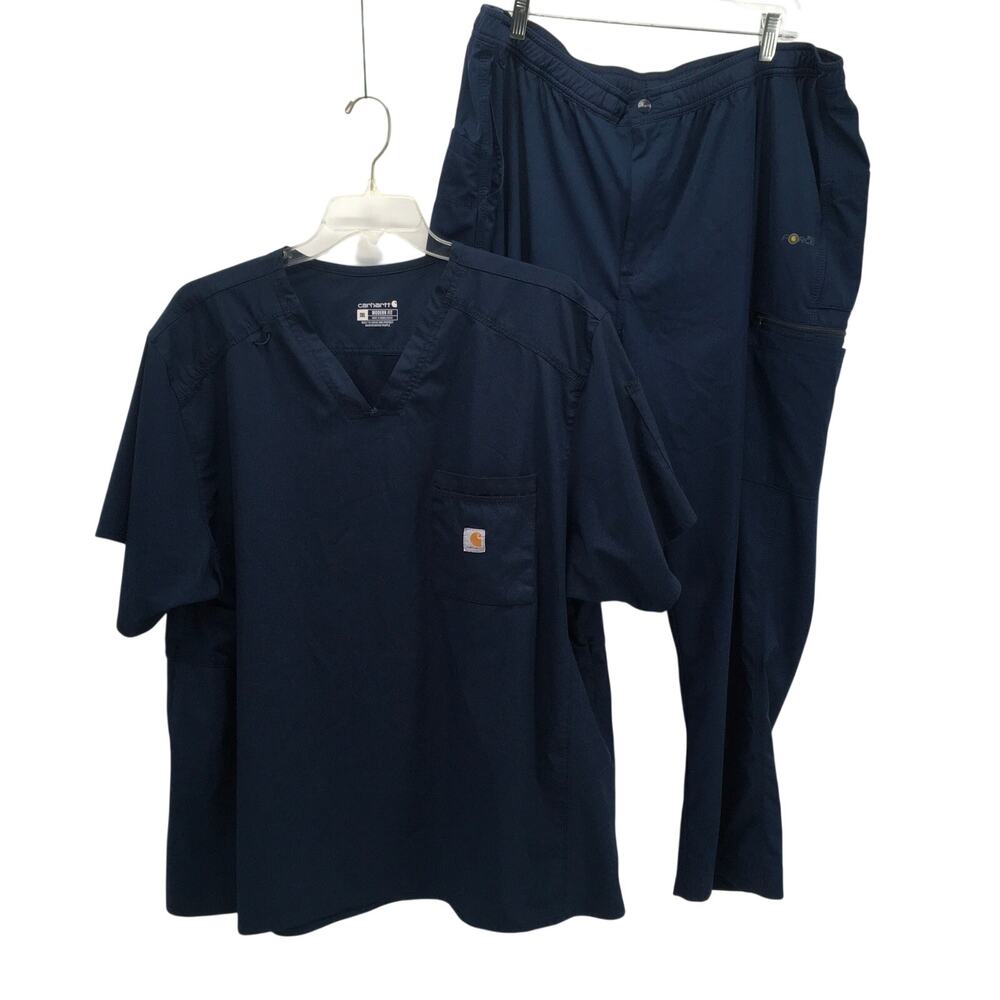 Carhartt Mens Force Ripstop Utility Scrub Set 3XL Top & Pants Navy Blue Nursing